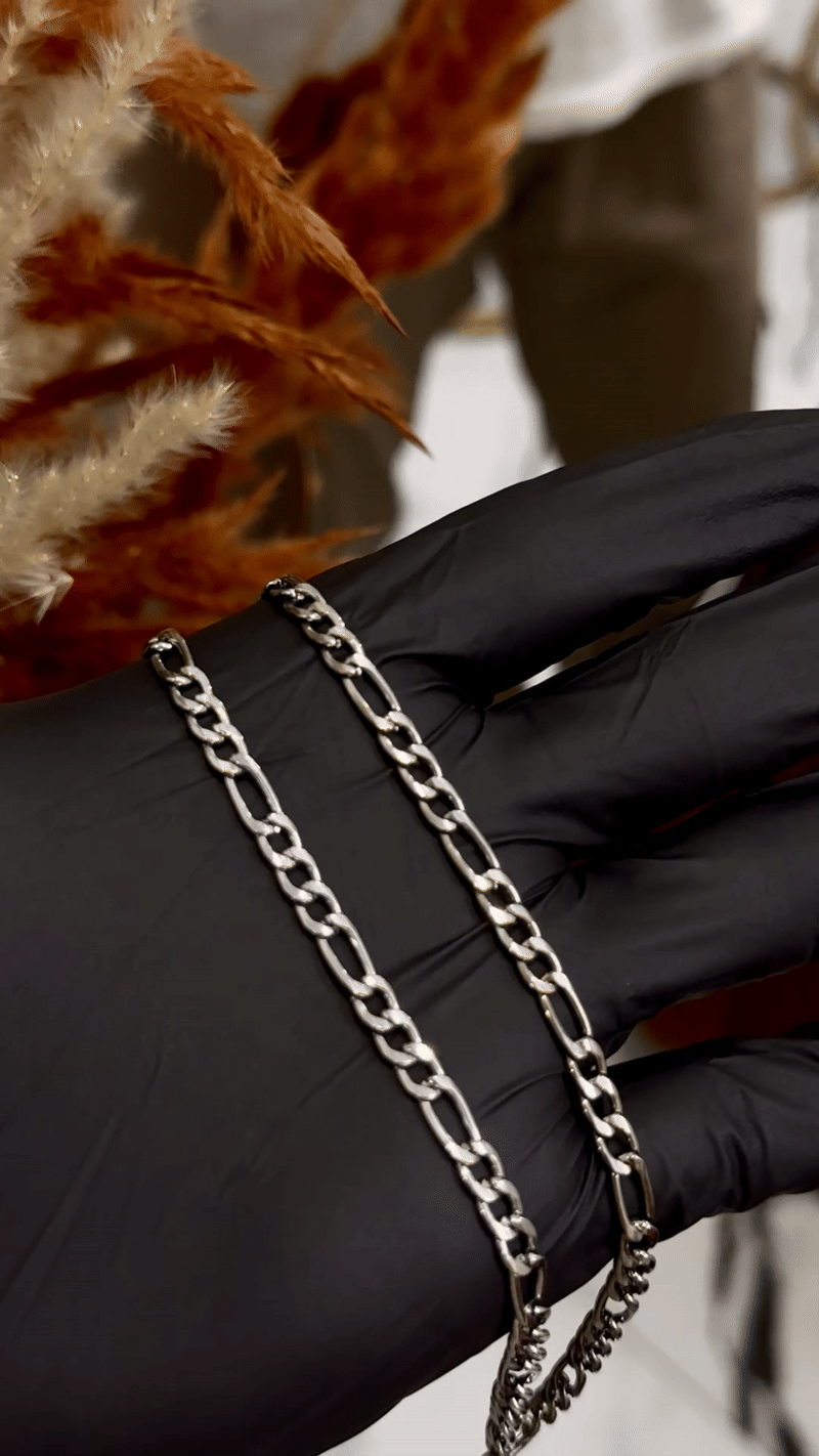 Figaro 3MM Chain Necklace - Stainless Steel - 20 Inches