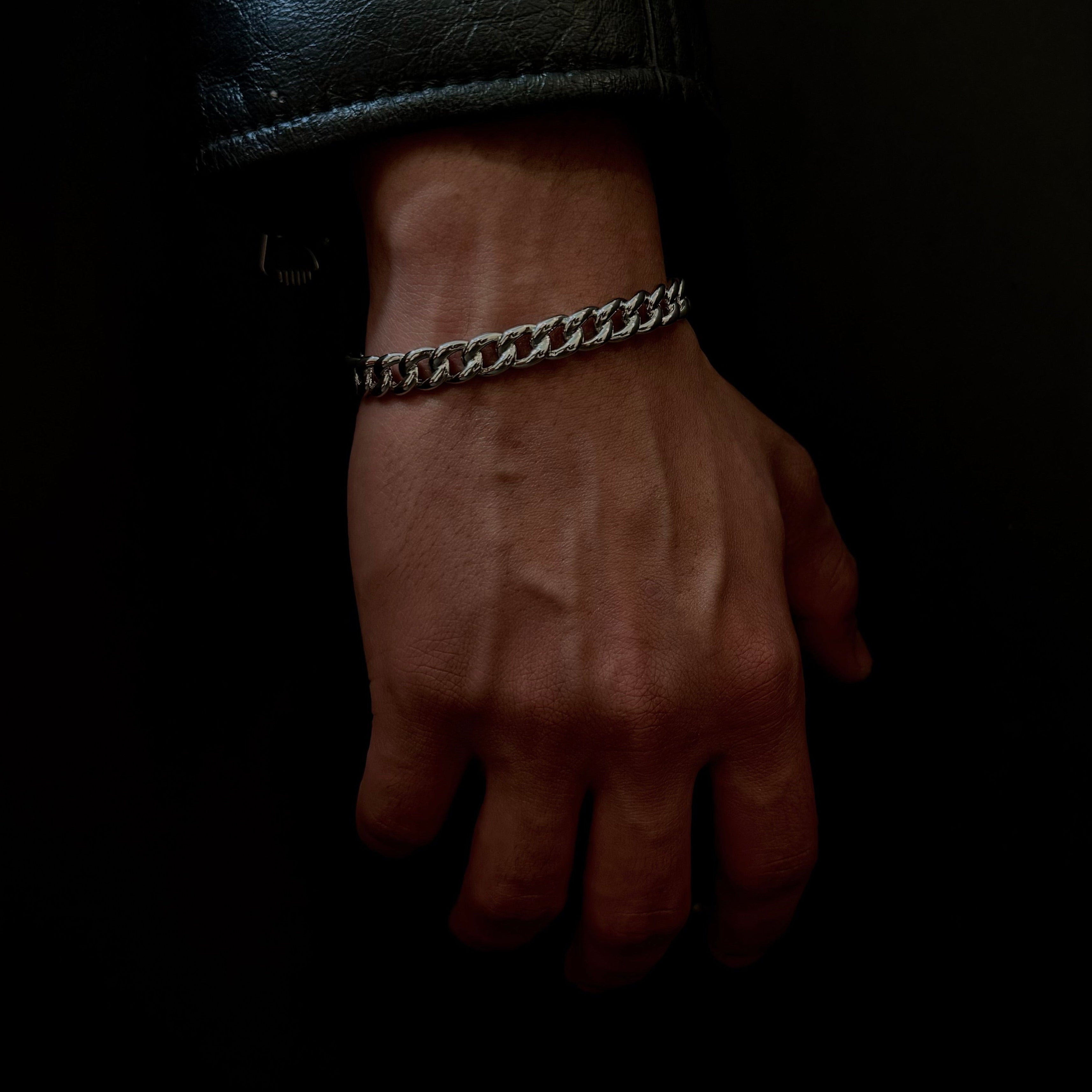 Cuban Cuff Bracelet - Size Adjustable - Stainless Steel