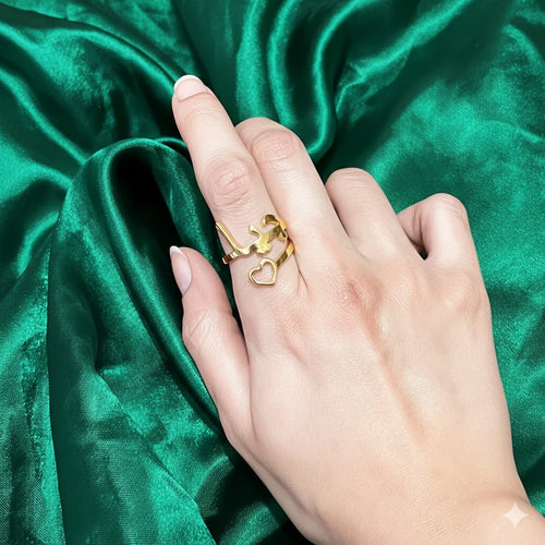 Arabic Heart Personalized Name Ring