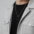 The Rectangle Slate Pendant - Stainless Steel - 20 inches