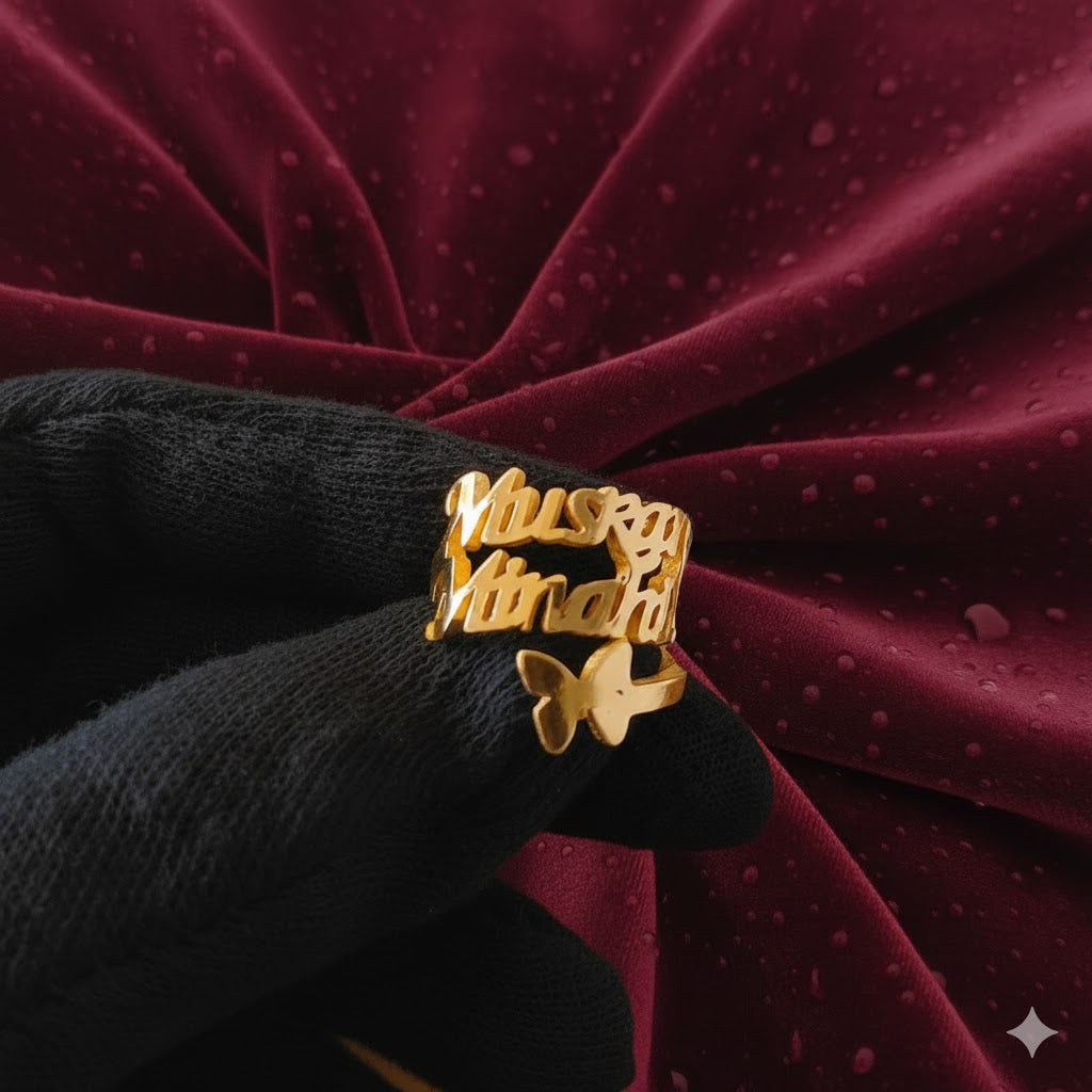 Classic Personalized Butterfly Name Ring