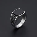 Black Onyx Studded Signet Ring