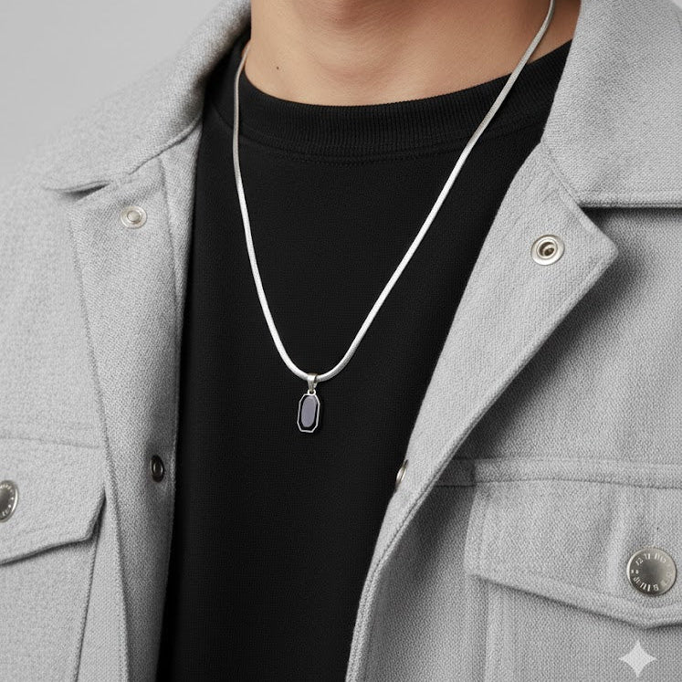 Midnight Slate Pendant - Stainless Steel - 20 Inches