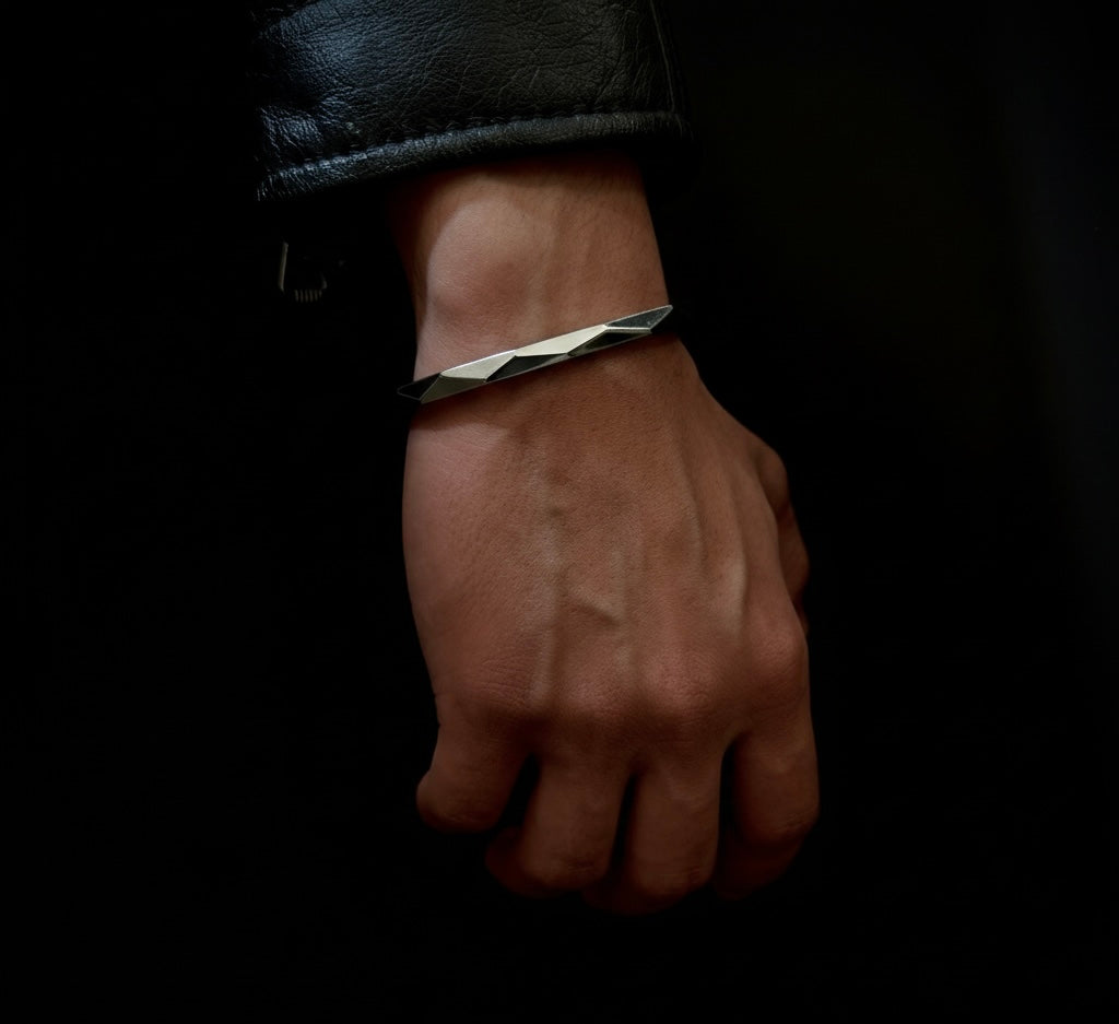 Geometric Cuff Bracelet- Size Medium - Stainless Steel