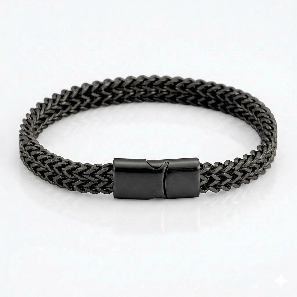 8MM Foxtail Bracelet Black - Stainless Steel
