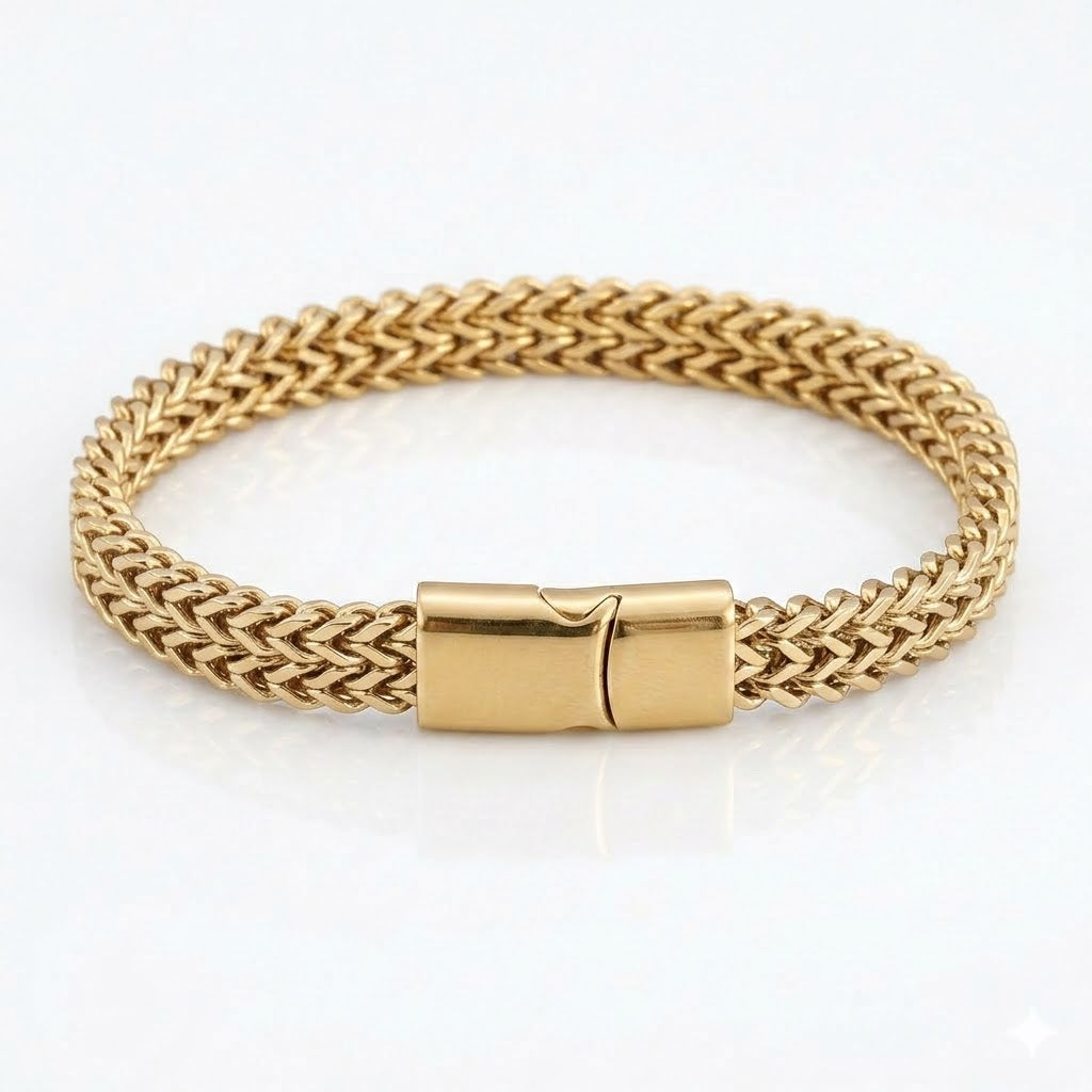 8MM Foxtail Bracelet Gold - Stainless Steel