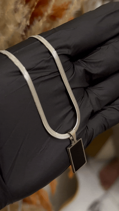 The Rectangle Slate Pendant - Stainless Steel - 20 inches