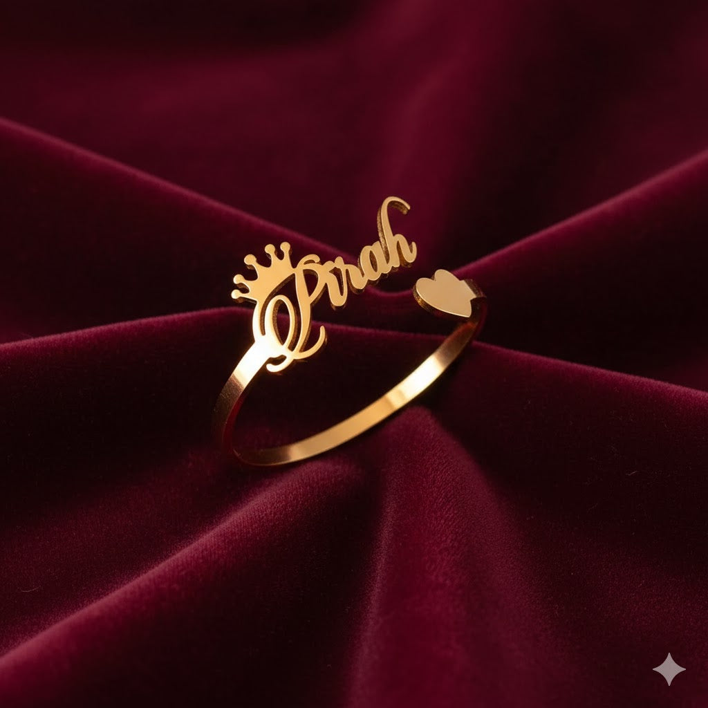 Personalized Cursive Crown Name Bangle