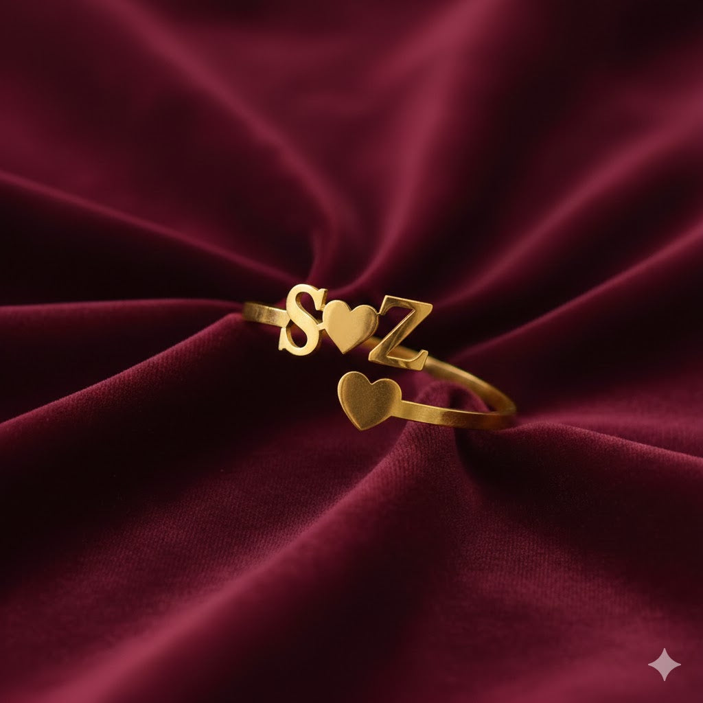 Personalized Initial Heart Name Bangle