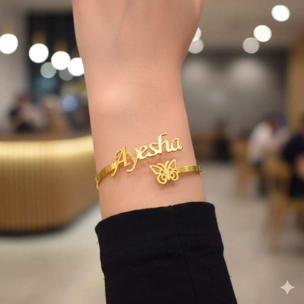 Personalize Butterfly Name Bangle