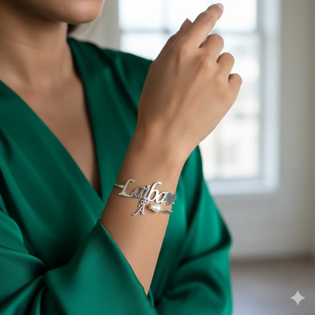Personalized Pearl Name Bangle