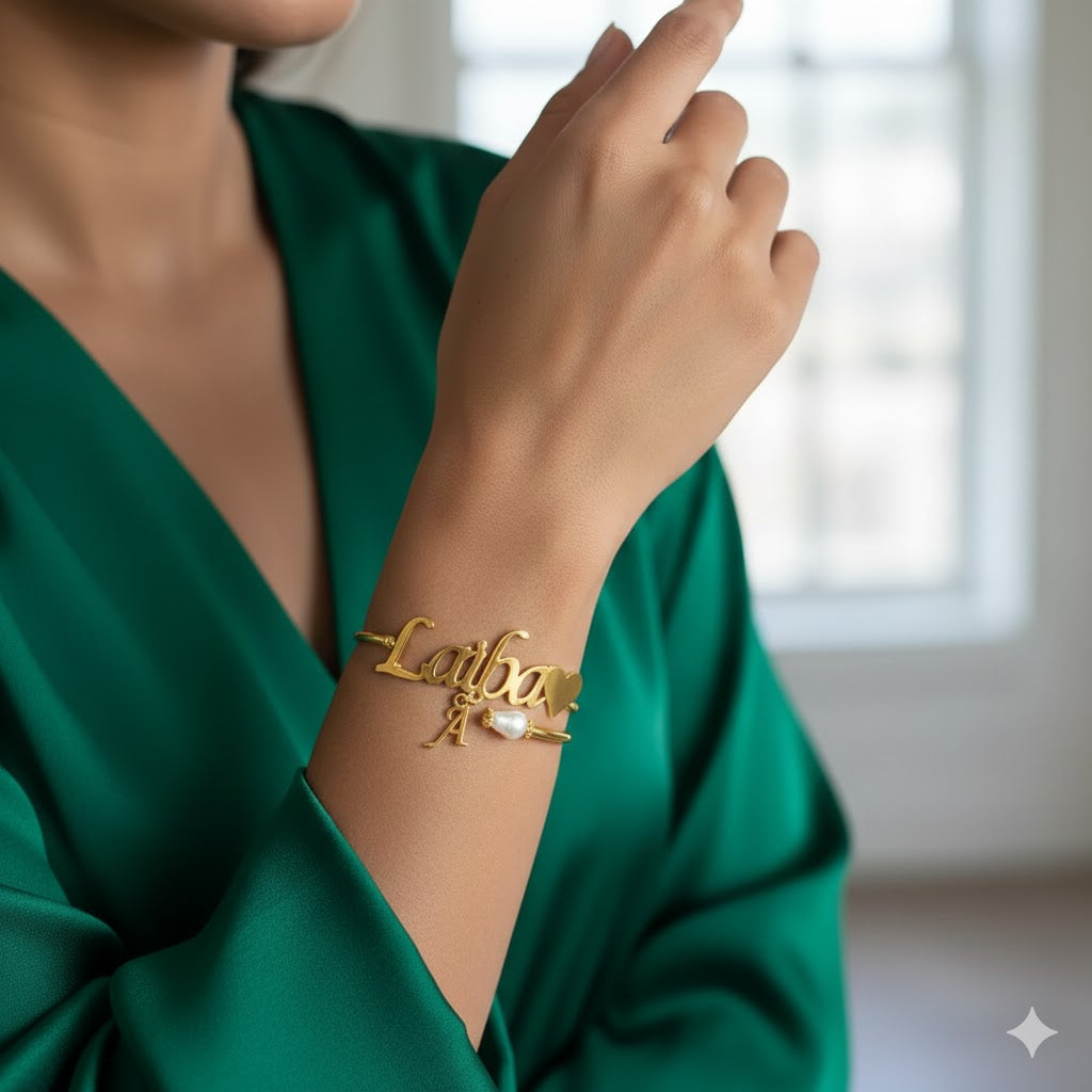 Personalized Pearl Name Bangle