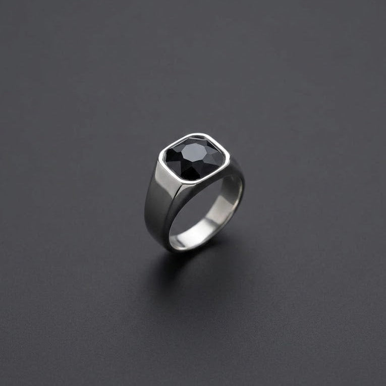 Noir Facet Signet Ring
