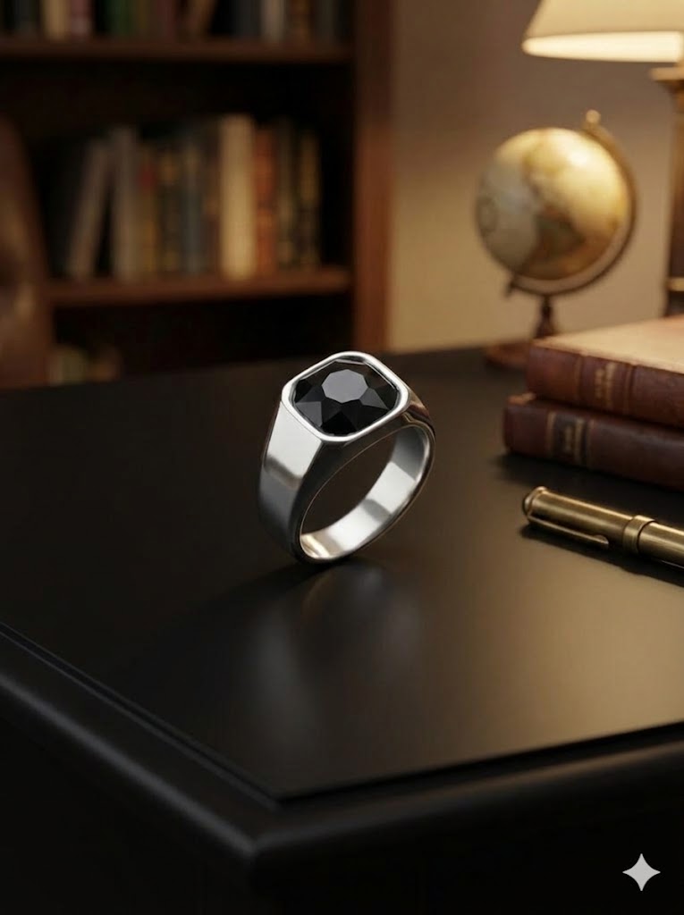 Noir Facet Signet Ring