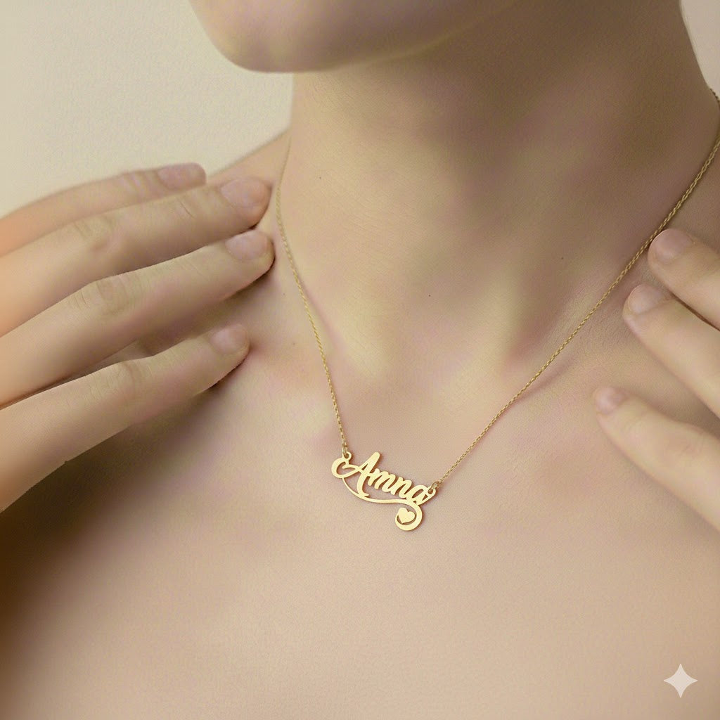 Twirl Heart Motif Personalized Name Necklace