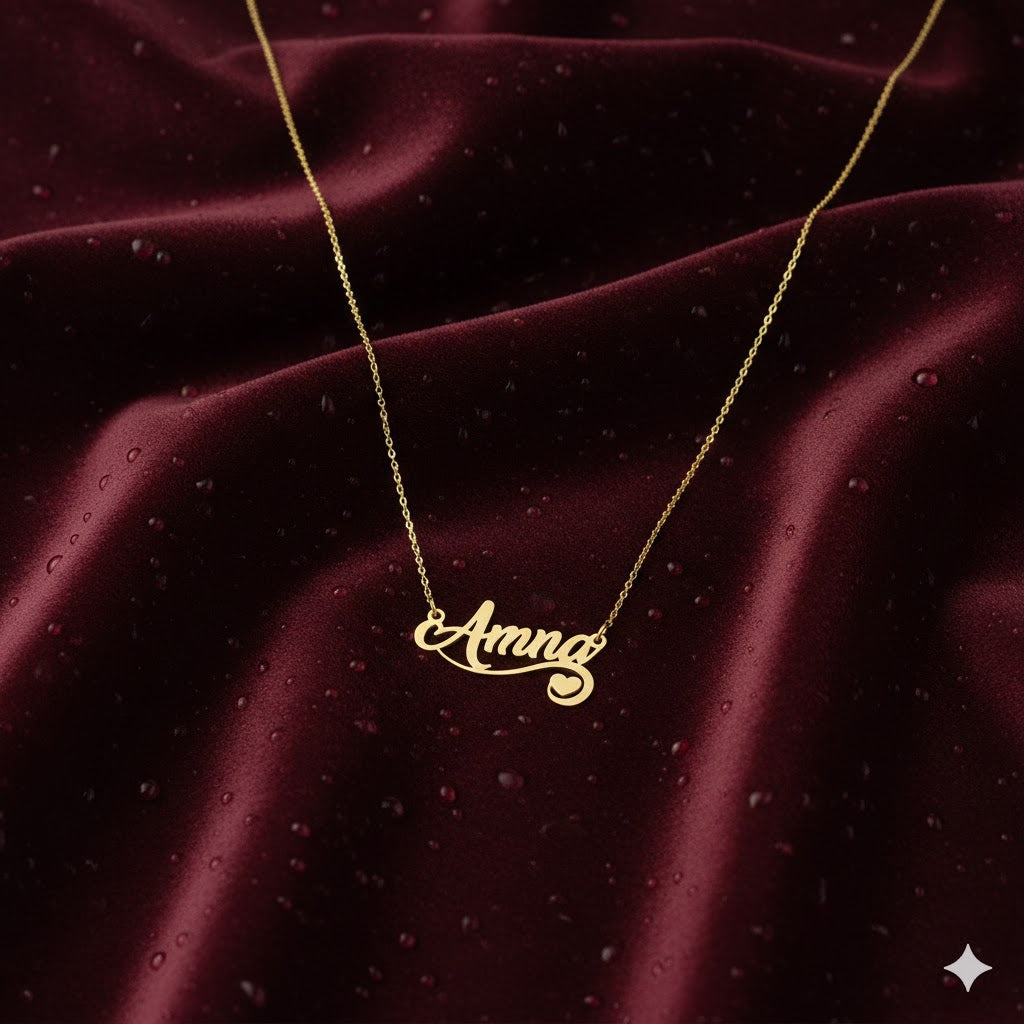 Twirl Heart Motif Personalized Name Necklace