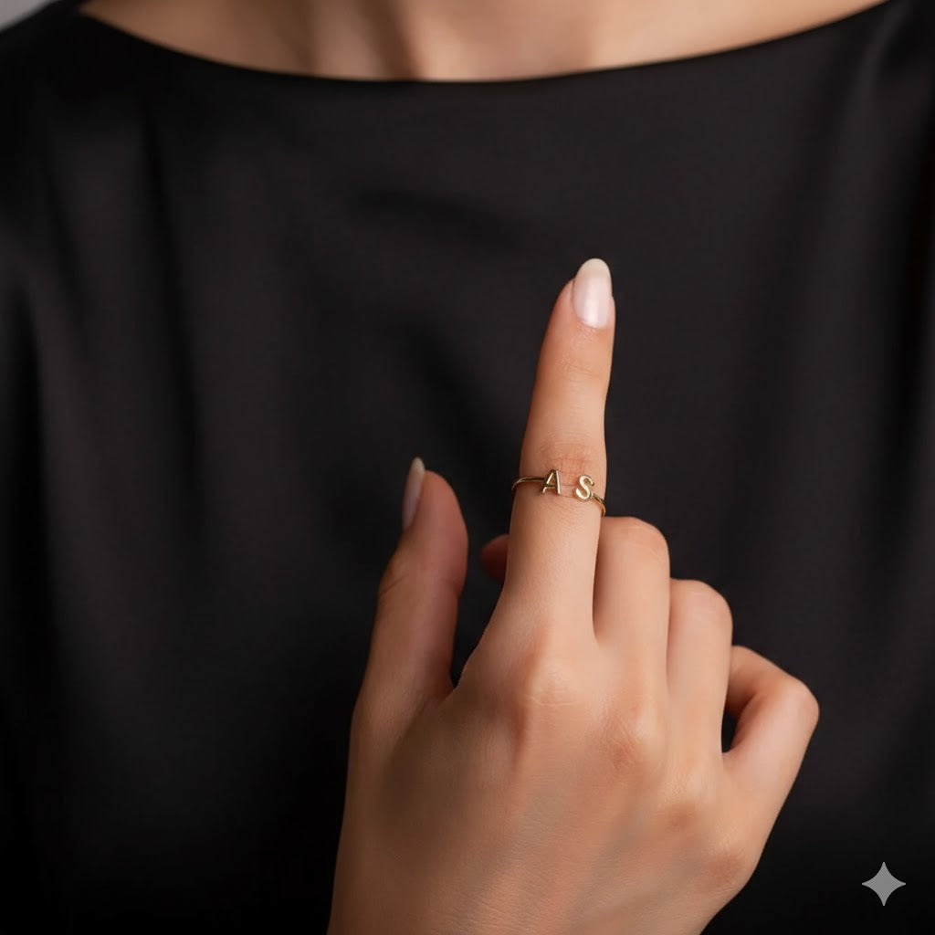 Couple Initial Personalized Name Ring