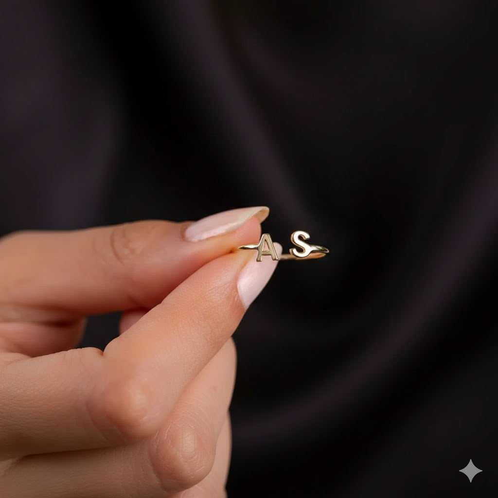 Couple Initial Personalized Name Ring