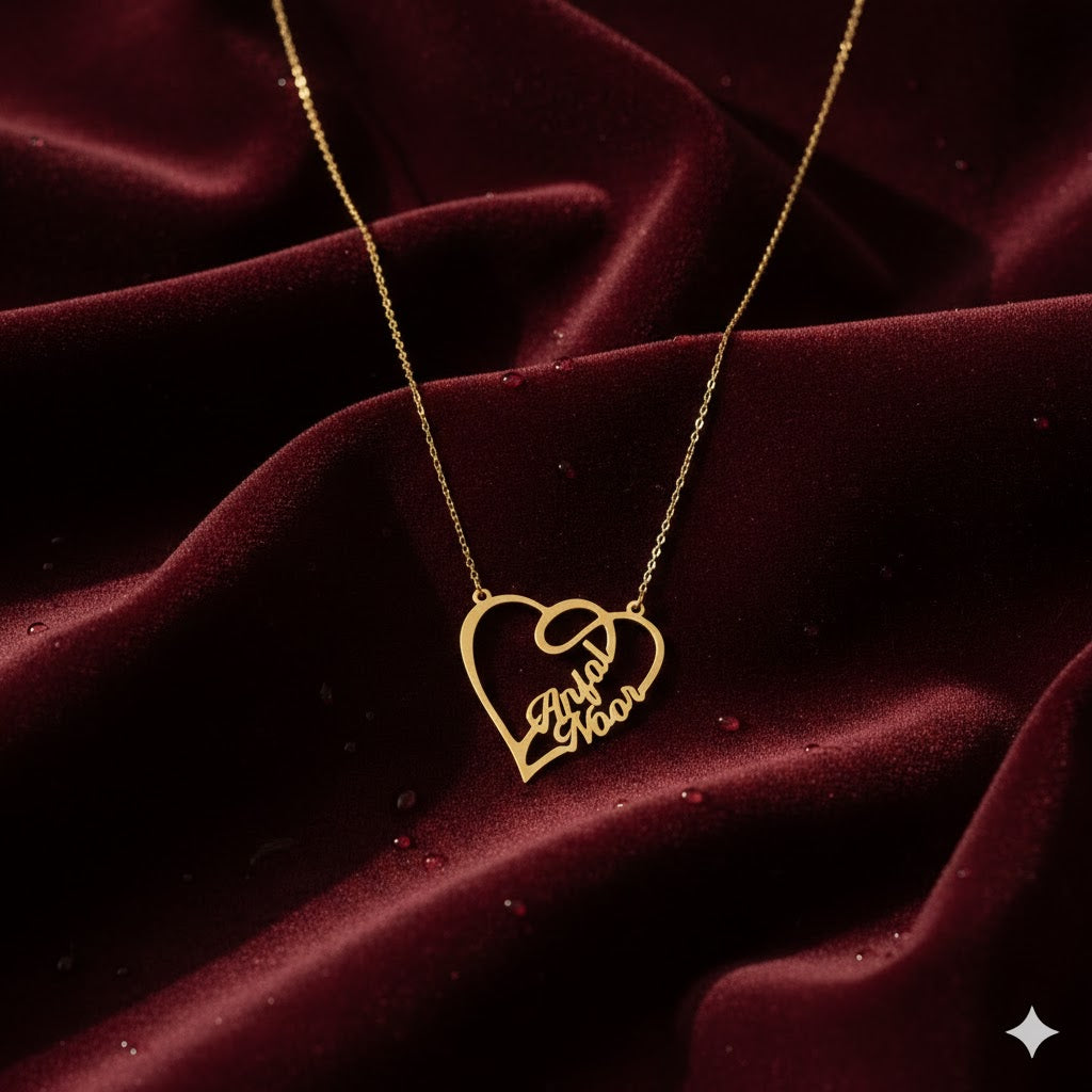 Couple Heart Personalised Name Necklace