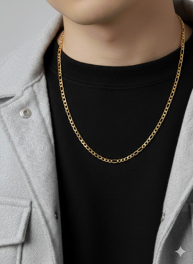 Figaro 3MM Chain Necklace - Stainless Steel - 20 Inches