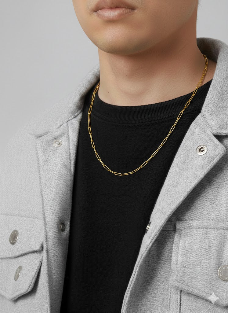 Paperclip Chain Necklace - Stainless Steel - 20 Inches