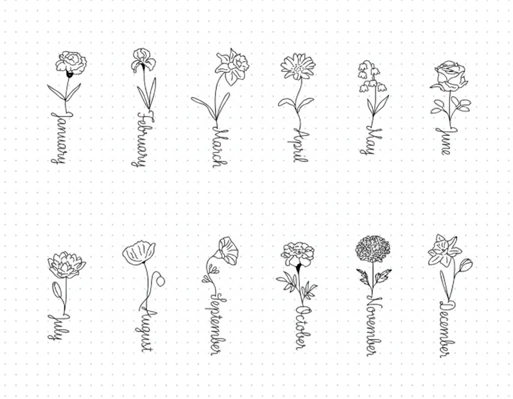 Birth Flower Script Personalized Name Necklace