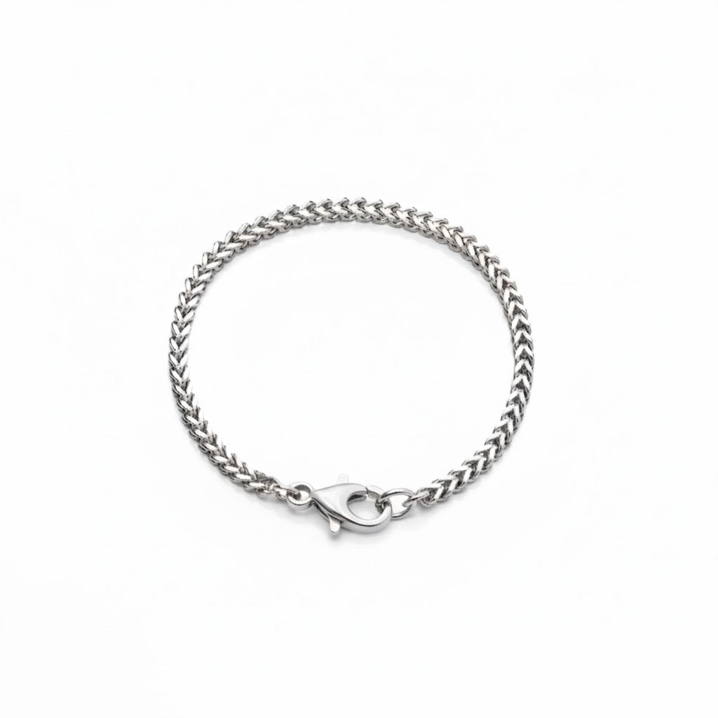 Foxtail 3MM Bracelet (Silver) Bracelet - Size Adjustable  - Stainless Steel